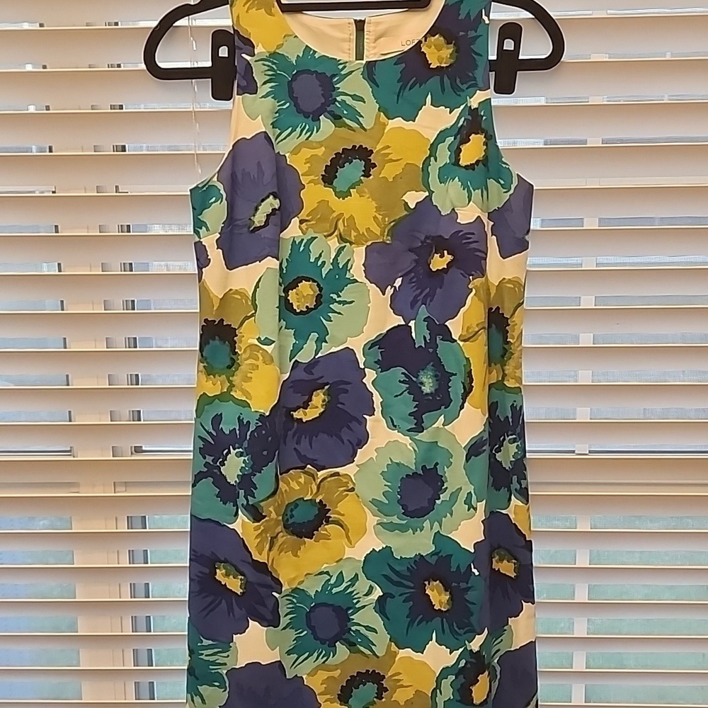 LOFT Women's Blue & Green floral dress Size 2